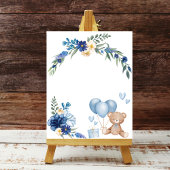 Waterverf Blue Balloon Teddy Bear Poster