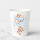 Waterverf Blue Balloons Teddy Bear Baby shower Papieren Bekers (Achterkant)