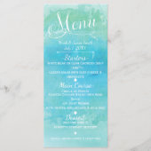 Waterverf Blue Beach Elegant Wedding Menu Card (Voorkant)