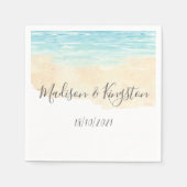 Waterverf Blue Beach Wedding Reception Party Servetten (Voorkant)