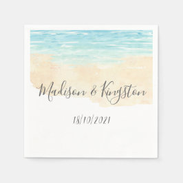 Waterverf Blue Beach Wedding Reception Party Servetten