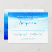 Waterverf Blue Beach Wedding RSVP (Voorkant / Achterkant)
