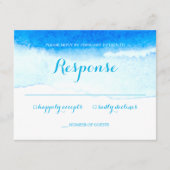 Waterverf Blue Beach Wedding RSVP (Voorkant)