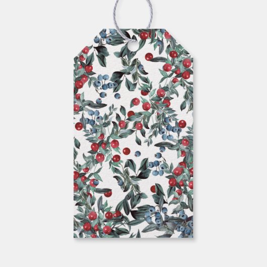 Waterverf Blue Berries met goudletters Cadeaulabel (Achterkant)