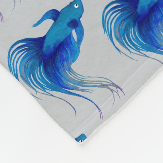 Waterverf Blue Betta Fish Fleece Deken (Hoek)