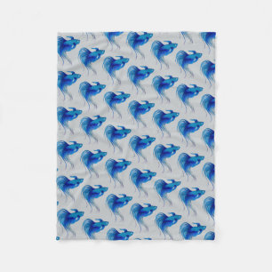 Waterverf Blue Betta Fish Fleece Deken