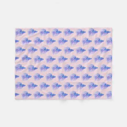Waterverf Blue Betta Fish Fleece Deken (Voorkant (Horizontaal))