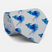 Waterverf Blue Betta Fish Stropdas (Opgerold)
