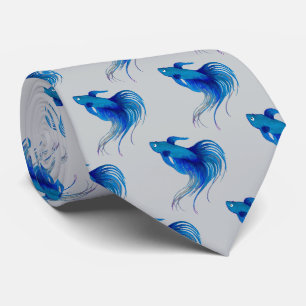 Waterverf Blue Betta Fish Stropdas