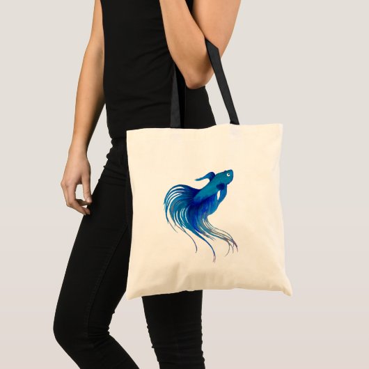 Waterverf Blue Betta Fish Tote Bag (Voorkant (product))