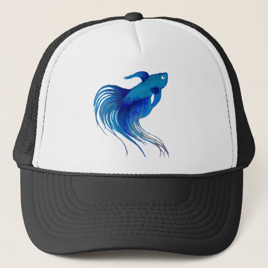 Waterverf Blue Betta Fish Trucker Pet (Voorkant)