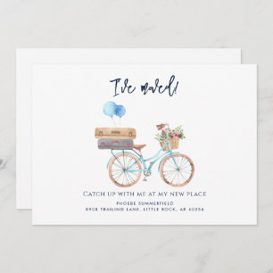 Waterverf Blue Bike Ive Verhuisaankondiging Aankondiging