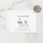 Waterverf Blue Bike Ive Verhuisaankondiging Notitiekaartje (Voorkant / Achterkant in situ)