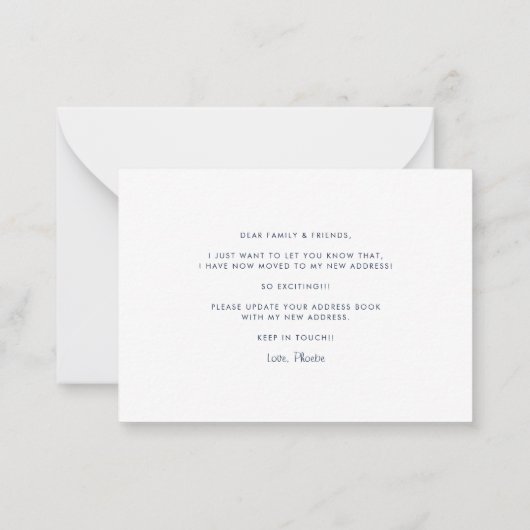 Waterverf Blue Bike Ive Verhuisaankondiging Notitiekaartje (Achterkant)