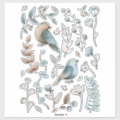 Waterverf Blue Bird Clip Art Sticker (Vel)