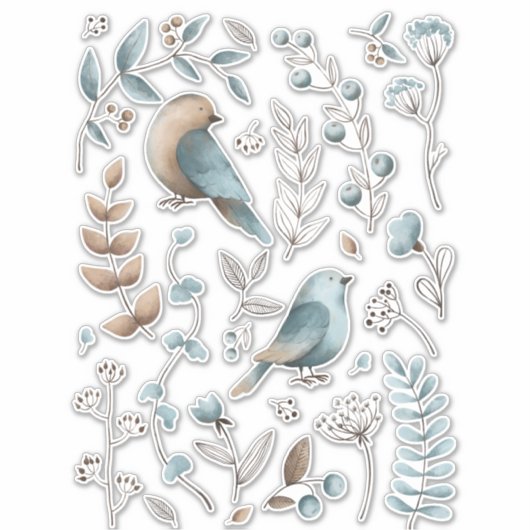 Waterverf Blue Bird Clip Art Sticker (Voorkant)