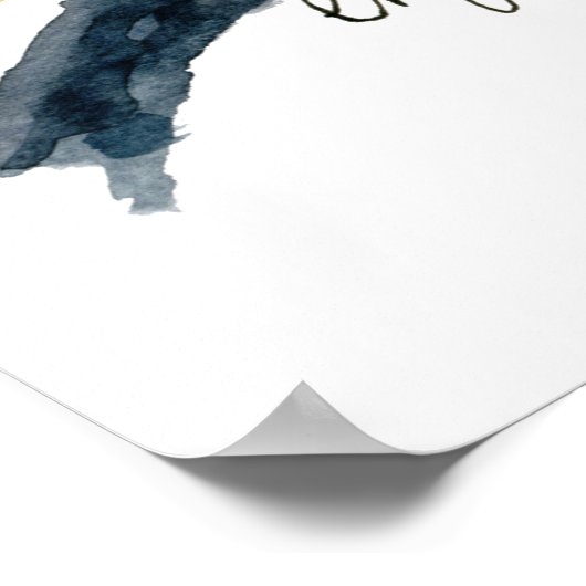 Waterverf Blue Bird op Berry Branch Poster (Hoek)