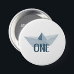 Waterverf Blue Boat First Birthday Party Button<br><div class="desc">Waterverf Blue Boat First Birthday Party Button © Gorjo Design // Hebt u hulp nodig bij het aanpassen van uw ontwerp? Heb je andere ideeën? Neem rechtstreeks contact met mij op via de link hieronder >> "Contact opnemen met deze ontwerper"</div>