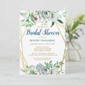 Waterverf Blue Boho Floral Kaart (Staand voorkant)