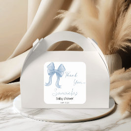 Waterverf Blue Bow Boy Baby shower Bedankt Vierkante Sticker