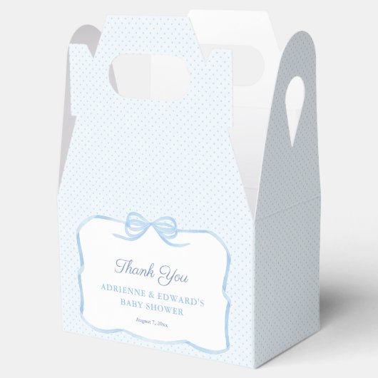 Waterverf Blue Bow Boy Baby shower Party Bedankdoosjes (Geopend)