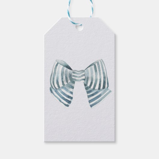 Waterverf Blue Bow Cadeaulabel (Voorkant)