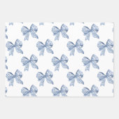 Waterverf Blue Bow Chinoiserie Rendieren en Bells Inpakpapier Vel (Voorkant 3)