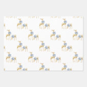 Waterverf Blue Bow Chinoiserie Rendieren en Bells Inpakpapier Vel (Voorkant)