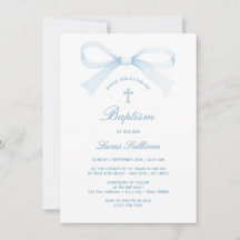 Waterverf Blue Bow doop uitnodiging