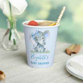 Waterverf Blue Bow Elephant Baby shower Papieren Bekers