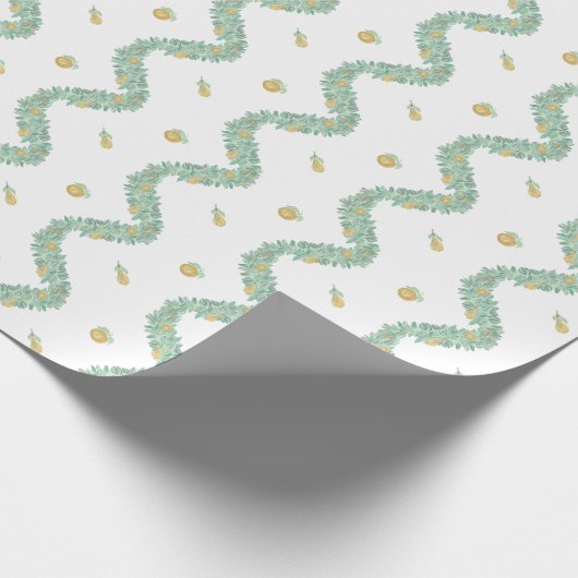 Waterverf Blue Bow Fruit Garland Kerst Cadeaupapier (Hoek)