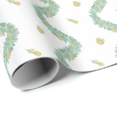 Waterverf Blue Bow Fruit Garland Kerst Cadeaupapier (Rol Hoek)