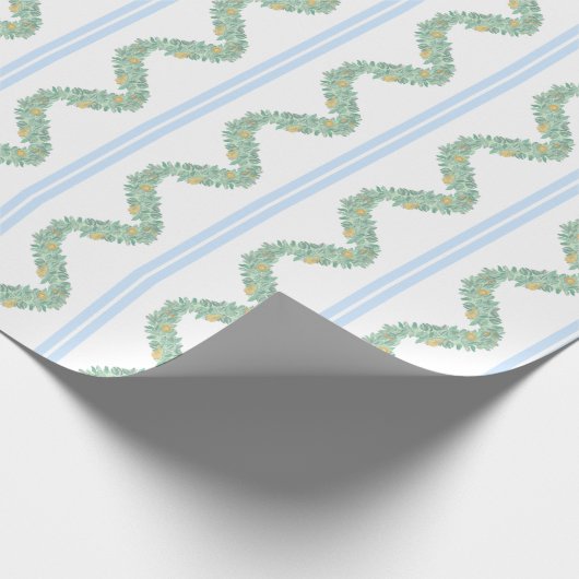 Waterverf Blue Bow Fruit Garland Kerst Cadeaupapier (Hoek)