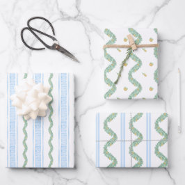 Waterverf Blue Bow Fruit Garland Kerst Inpakpapier Vel