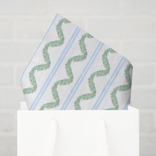 Waterverf Blue Bow Fruit Garland Kerst Tissuepapier (Cadeauzakje)