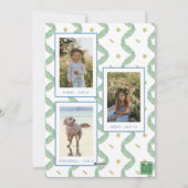 Waterverf Blue Bow Fruit Garland Kerstfoto Feestdagenkaart (Achterkant)