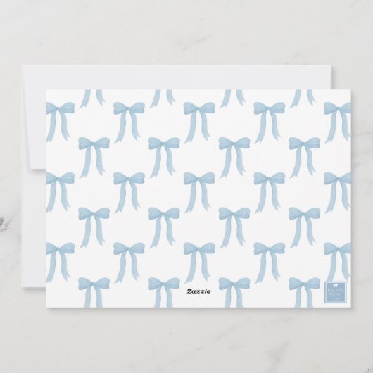 Waterverf Blue Bow Garland Foto Feestdagenkaart (Achterkant)