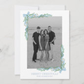 Waterverf Blue Bow Garland Foto Vakantie Kaart (Voorkant)