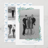 Waterverf Blue Bow Garland Foto Vakantie Kaart (Voorkant / Achterkant)