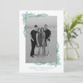 Waterverf Blue Bow Garland Foto Vakantie Kaart (Staand voorkant)