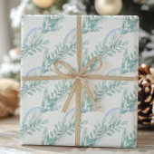 Waterverf Blue Bow Garland Kerst Cadeaupapier