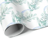 Waterverf Blue Bow Garland Kerst Cadeaupapier (Rol Hoek)