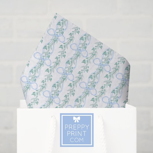 Waterverf Blue Bow Garland Kerst Tissuepapier