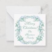 Waterverf Blue Bow Garland Kerstcadeau Notitiekaartje (Voorkant)