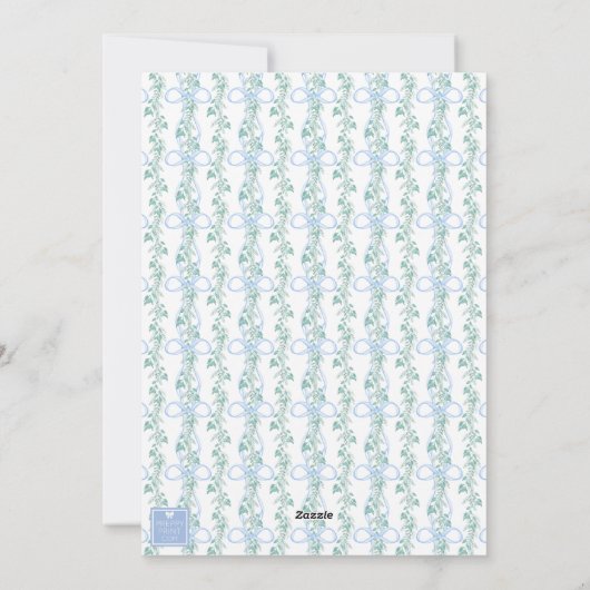 Waterverf Blue Bow Garland Kerstfoto Feestdagenkaart (Achterkant)