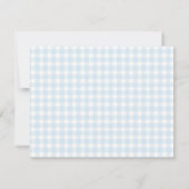 Waterverf Blue Bow gingham Baby boy flat Bedankkaart (Achterkant)
