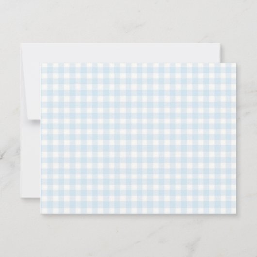 Waterverf Blue Bow gingham Baby boy flat Bedankkaart (Achterkant)