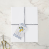 Waterverf Blue Bow Lemons Cadeaubehuizing Cadeaulabel (Met Touw)