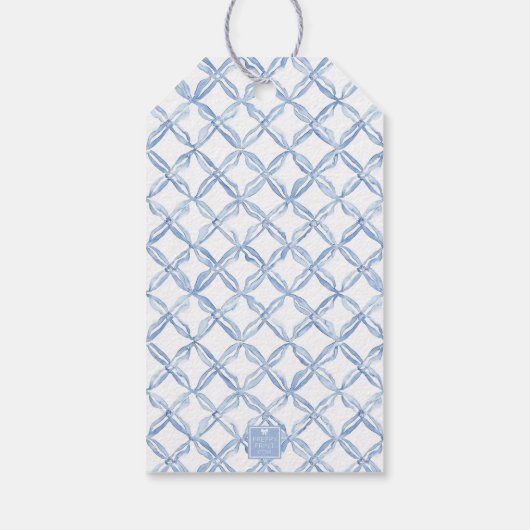 Waterverf Blue Bow Lemons Cadeaubehuizing Cadeaulabel (Achterkant)