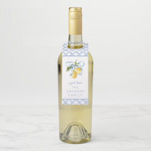 Waterverf Blue Bow Lemons Cadeaubehuizing Flessenhanger